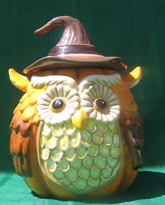 Cracker Barrel Halloween Pumpkin Owl Cookie Jar W/ Witch's Hat • $34.95