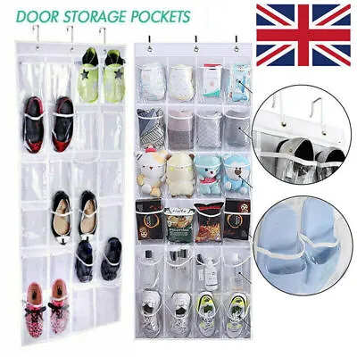 24 Pocket Hanging Shoe Holder Over Door Storage Box Closet Organizer Rack Hanger • £5.99