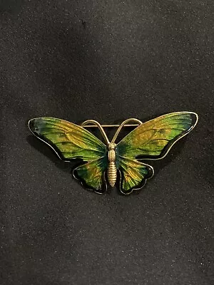 Museum Reproductions Green And Gold Tone Butterfly Brooch  • $25