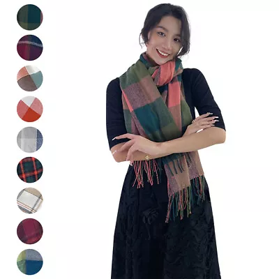 Ladies Long Soft Warm ScarvesShawlTartan Checked Scarf Gifts For Women Girls • £4.99