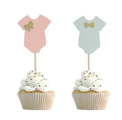 10 Pcs Baby Shower Cupcake Toppers Baby Grow Gender Reveal Cupcake Toppers Decor • £3.97