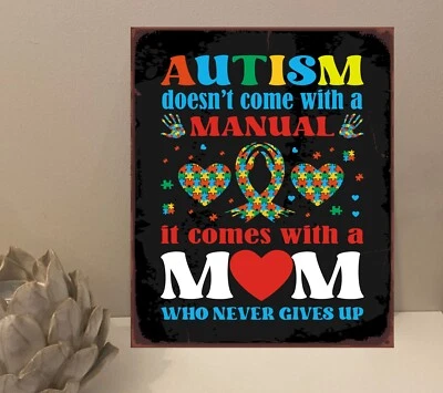 £3.99 • Buy 1x Autism Manuel Mom Quote Metal Plaque Sign Gift House Novelty (mt315)