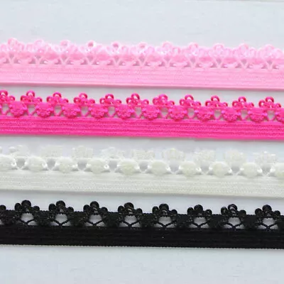 8 Yards Elastic Band Lace Trim Ribbon Underwear Bra Edge Stretch Belt DIY Sewing • £3.45