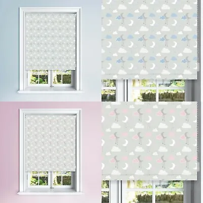 Cloudscape Design Blackout Roller Blinds Window Child Safety CutTo Size For Kids • £1.99