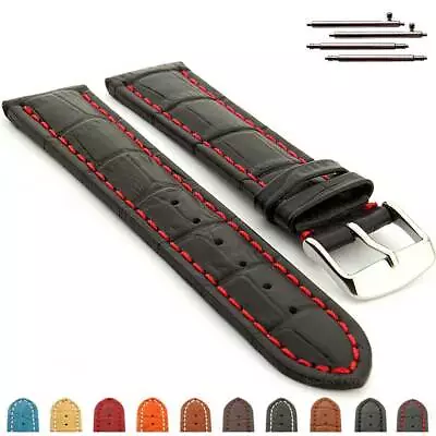 Extra Long Men's Genuine Leather Watch Strap Band 18 20 22 24 26 28 Croco MM  • $23.06