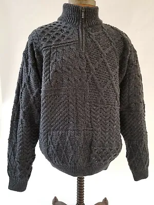 Men's Irish Donnegal 100% Wool Half-Zip Sweater By Carraig . Size Med. Gift Box • $69.50