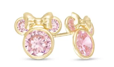 Disney.Child' Pink Cubic Zirconia ©Disney Minnie Mouse Stud Earrings In 10K Gold • $74.95