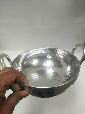 Handmade Aluminium Hammer Flat Bottom Kadai Frying Pan Cooking 8 Inchx 3 In Tall • $23.91