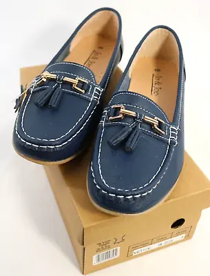 Jo & Joe Womans Flat Blue Leather Upper Shoes Size UK 8 New Boxed • £17.50