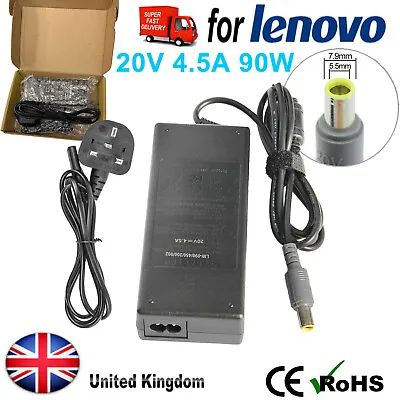 90W AC Adapter Charger For Lenovo Thinkpad T410 T420 T510 T520 T60 T61 Laptop UK • £10.49