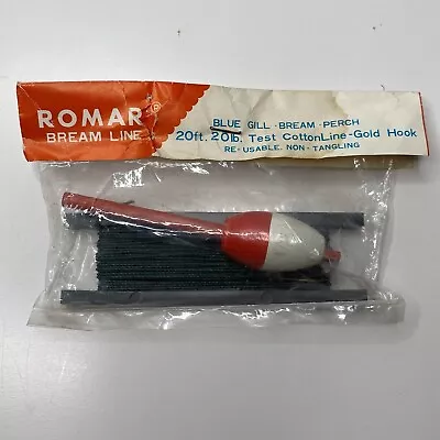 Vintage Romar Complete Fishing Line Hook Sinker & Float 20 Ft 20 Lbs NOS Japan • $9.99