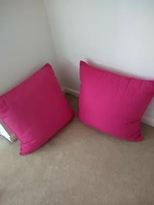 PAIR Pink Fuchsia Euro Shams Large 24 X 24  MARGARET MUIR Brand - Cotton • £38.53