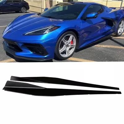 Matte Black Side Skirts Fits For 2020-23 Corvette C8 Extension Lip Rocker Panel • $185