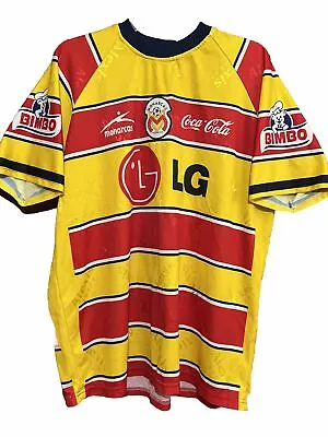 Vtg Nr Mint Monarcos Morelia L Mens Soccer Futbol Jersey #3 Yellowred Bimbo Coke • $24.95