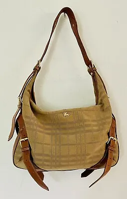Burberry Beige & Tan Vintage Canvas Shoulder Bag No: PMAW0602 VGUC • $200