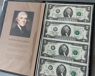 2003 World Reserve Monetary Exchange Uncut Sheet Of Jefferson $2 Bills Atlanta • $39.99