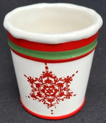 Yankee Candle Ceramic Votive Holder Christmas Red Snowflake Green Stripe • $4.99