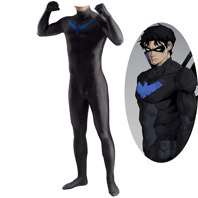$68.89 • Buy Nightwing Cosplay Costume Bodysuit Dick Grayson For Kids Adult Ver2 Black Outfit