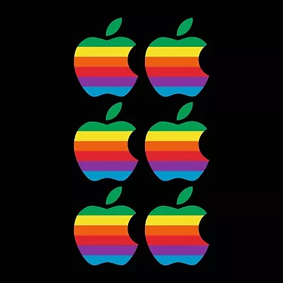 £1.89 • Buy 6x Apple Retro Logo Stickers - Macbook, Laptop, Decal, AppleMac (CC052)
