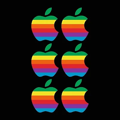 6x Apple Retro Logo Stickers - Macbook Laptop Decal AppleMac (CC052) • £1.99