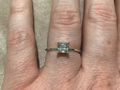 $111.71 • Buy 1.0 Carat Lab Created Diamond Engagement Ring Platinum Plated 925 Size M & Half