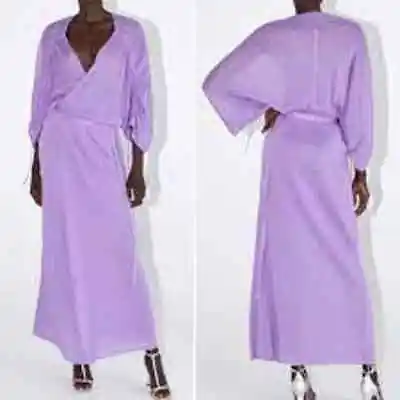 $20 • Buy Zara Size XS-S Lilac Purple Crossed Dress Sweater Knit Maxi Wrap Dress Belted