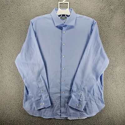 Michael Kors Men's Slim-Fit Airsoft Stretch Dress Blue Textured Shirt 17.5 34/35 • $15.99