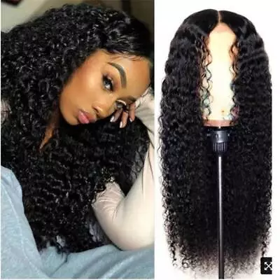 £9.29 • Buy Women Hair Curly Human Full Wig Brazilian Hair Wig Wave Lace Front Remy Human
