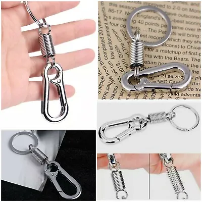£2.98 • Buy Keyring Metal Spring Buckle Belt Bag Clip Hook Key Fob Clasp Carabiner Ring 1Pcs