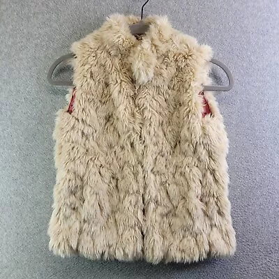 Mini Boden Vest Girls 9-10Y Beige Faux Fur Pockets Mock Neck Lined • $20