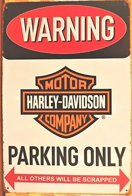 $13.95 • Buy HARLEY DAVIDSON PARKING Rustic Metal Sign Retro Tin Shed Garage Bar Man Cave