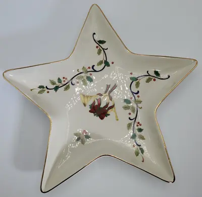 Mikasa Star Shaped Candy Dish With French Horn And Holly • $22.95