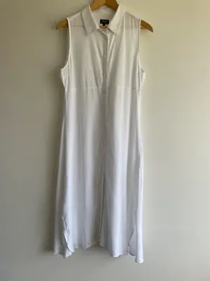 Bardot Women's White Sleeveless Collared Button Down Long Maxi Dress Size 14 • $20