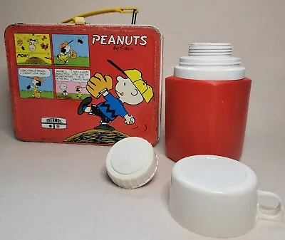 Peanuts Gang Thermos Lunchbox Vintage W/ Thermos Charlie Brown Snoopy Lucy 1965 • $42