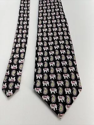 Vera Bradley For Baekgaard 59” Men’s Tie 100% Silk Hand Made Pink Elephant Paisl • $19.76