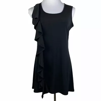 Miss Tina Side Ruffle Tank Blouse Women's Small Black Sleeveless  • $15.97