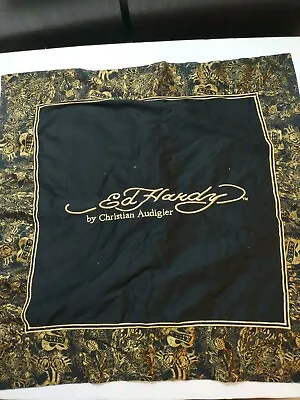 Ed Hardy Christian Audinger 33  Sham Giant Graphic Embroidered Logo Black Gold • $20