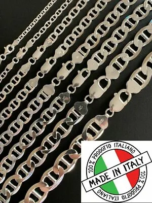 Real Solid 925 Sterling Silver Mariner Link Chain Or Bracelet ITALY 3-12mm Mens • $30.21