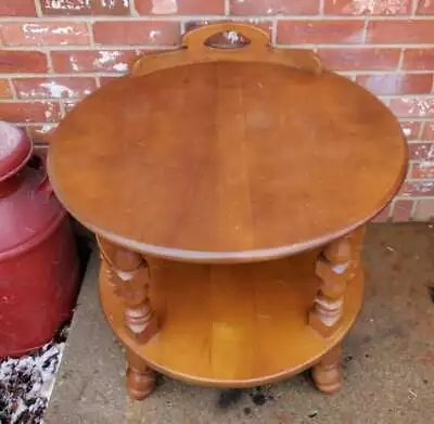 Vintage Round End Table 2 Tier Solid Hard Rock Maple • $124.99