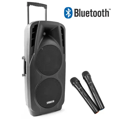 Double 10 Inch Active Bluetooth DJ PA Speaker System 1000 Watts USB With Remote • £359