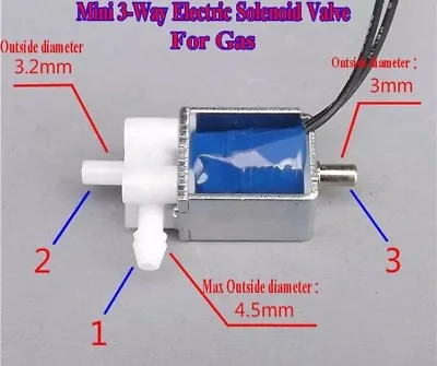 Mini Micro 2 Position 3 Way DC 5V 6V Electric Gas Air Solenoid Valve 2 Pin Plug • £6.95