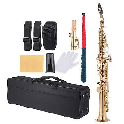 Brass Straight Soprano Sax Saxophone Bb B Flat Woodwind Instrument  C8U7 • $435.49