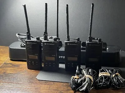 4 Motorola CP110m W/Display UHF 8 Channel Two Way RadiosW/Battery 6 Bank Charger • $260