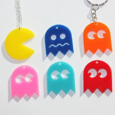 Pacman Style Ghost Retro Keyring Keychain Novelty Gift Boys Girls Bag Tag L191 • £3.80