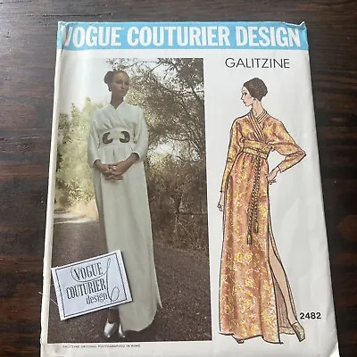 Vintage 70’s VOGUE Couturier Sewing Pattern Evening Dress Galitzine #2482 14/36b • $69.95