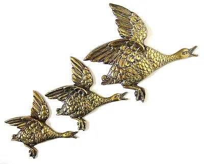 £29.99 • Buy Vintage Brass Wall Hanging Flying Ducks Made By Lombard C&A Ltd England