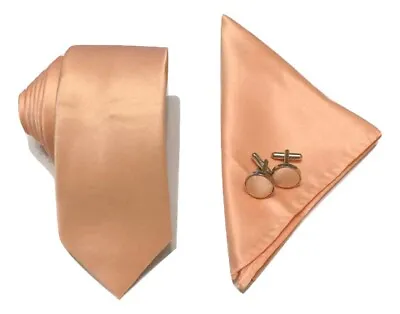£5.99 • Buy Peach Pink Collection Woven Paisley Jacquard Knitted Satin Tie Wedding Lot