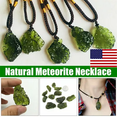 Natural Rare Crystal Green Gem Moldavite Meteorite Impact Glass Pendant-Necklace • $6.11