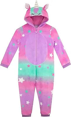 Harry Bear Girls Hooded Unicorn All In One 1Onesie Pyjamas 4-6 Years BNWT Ombre • £19.99