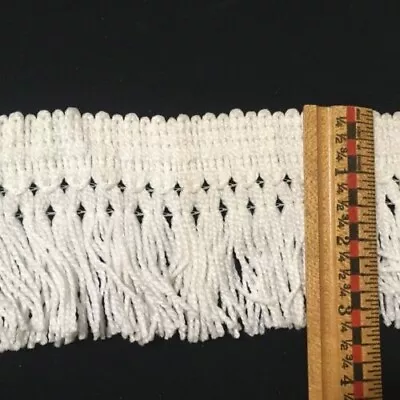 Fringe Trim Chainette Fringe Trim Edging Nylon Blend 3-1/4  White 5 Yards #FR89 • $12.95